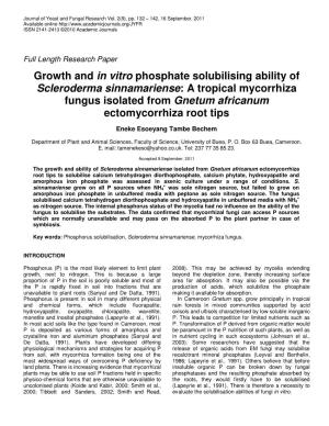 Growth and in Vitro Phosphate Solubilising Ability of Scleroderma