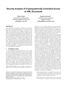 Security Analysis of Cryptographically Controlled Access to XML Documents
