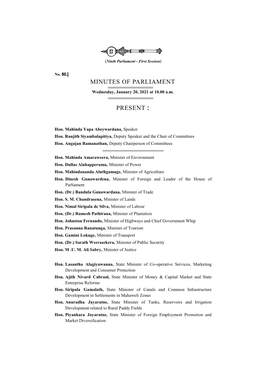 Minutes of Parliament for 20.01.2021
