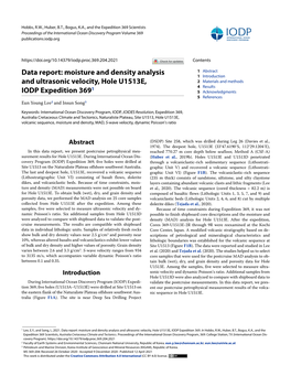 Moisture and Density Analysis and Ultrasonic Velocity, Hole U1513E, IODP Expedition 369