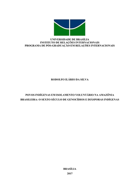 Universidade De Brasília Instituto De Relações Internacionais Programa De Pós-Graduação Em Relações Internacionais