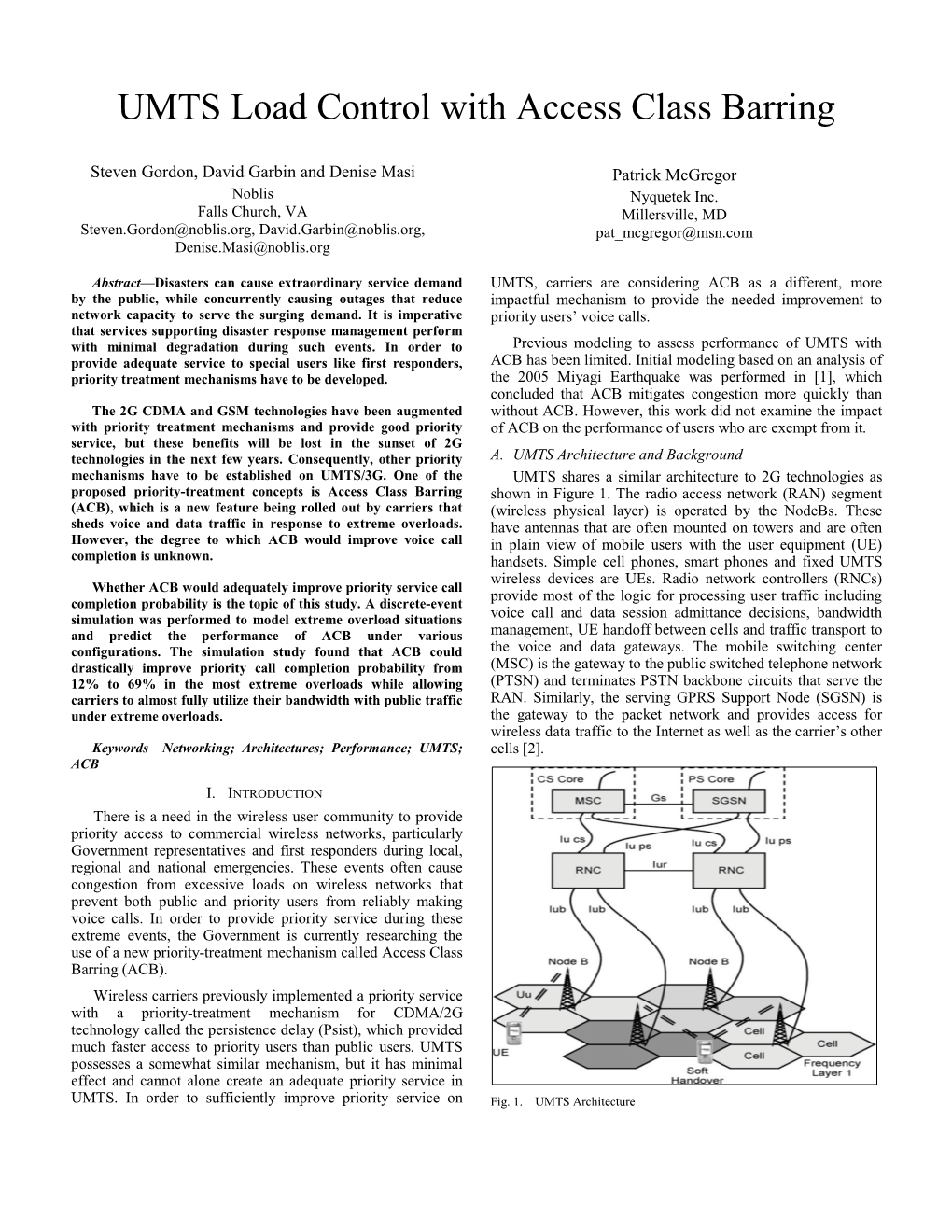 UMTS Load Control with Access Class Barring