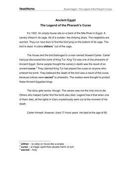 Ancient Egypt the Legend of the Pharaoh's Curse