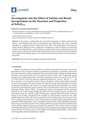Investigation Into the Effect of Sulfate and Borate Incorporation on the Structure and Properties of Srfeo3-Δ