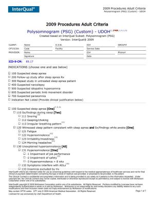Polysomnogram (PSG) (Custom) - UDOH
