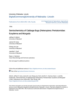 Semiochemistry of Cabbage Bugs (Heteroptera: Pentatomidae: Eurydema and Murgada