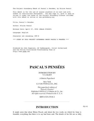 Pascal's Pensées, by Blaise Pascal