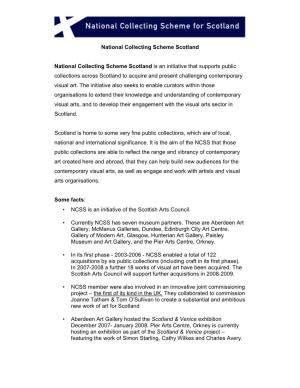 National Collecting Scheme Scotland National