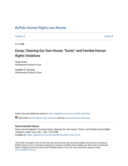Cleaning Our Own House: "Exotic" and Familial Human Rights Violations