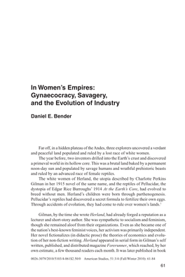 In Women's Empires: Gynaecocracy, Savagery, and the Evolution Of