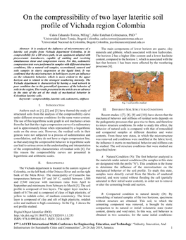 On the Compressibility of Two Layer Lateritic Soil Profile of Vichada Region Colombia