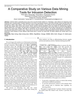 A Comparative Study on Various Data Mining Tools for Intrusion Detection