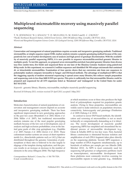 Multiplexed Microsatellite Recovery Using Massively Parallel Sequencing