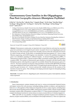 Chemosensory Gene Families in the Oligophagous Pear Pest Cacopsylla Chinensis (Hemiptera: Psyllidae)