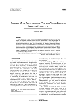 Design of Music Curriculum and Teaching Theory Based on Cognitive Psychology