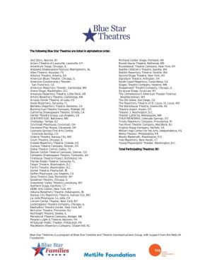 The Following Blue Star Theatres Are Listed in Alphabetical Order. 2Nd