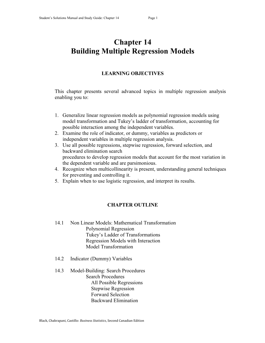 Student S Solutions Manual and Study Guide: Chapter 14 Page 1