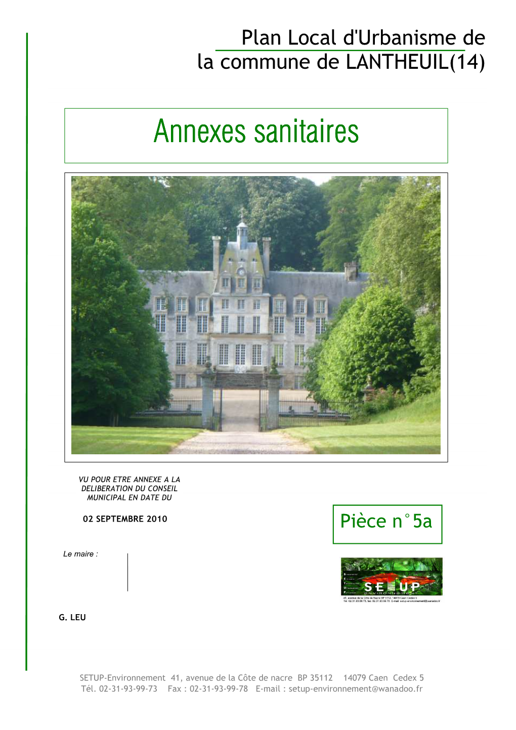 Rapport Annexes Sanitaires Lantheuil SETUP ENVIRONNEMENT 1