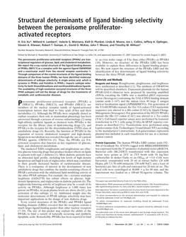 Structural Determinants of Ligand Binding Selectivity Between the Peroxisome Proliferator- Activated Receptors