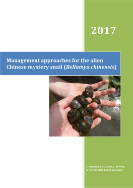 Management Approaches for the Alien Chinese Mystery Snail (Bellamya Chinensis)
