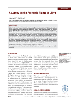 A Survey on the Aromatic Plants of Libya