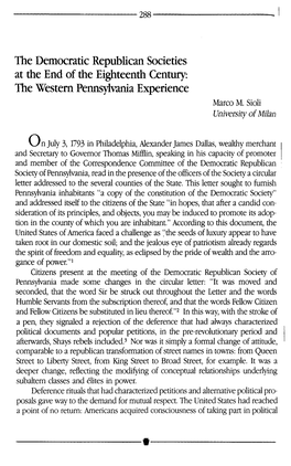 The Democratic Republican Societies at the End of the Eighteenth Century: the Western Pennsylvania Experience Marco M