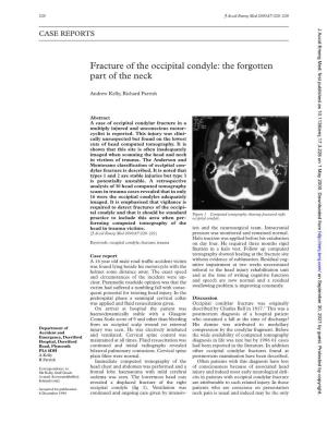 Fracture of the Occipital Condyle: the Forgotten Part of the Neck