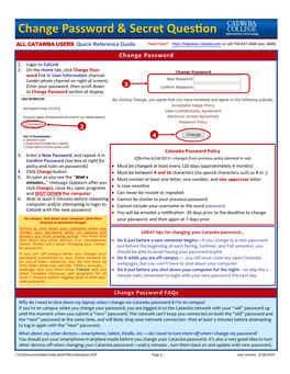 Change Password & Secret Question Information Technology