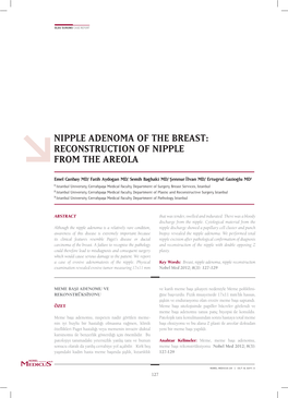Nipple Adenoma of the Breast: Reconstruction of Nipple from the Areola