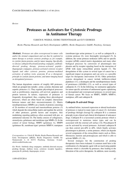 Proteases As Activators for Cytotoxic Prodrugs in Antitumor Therapy ULRICH H