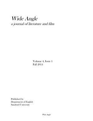 Wide Angle a Journal of Literature and Film