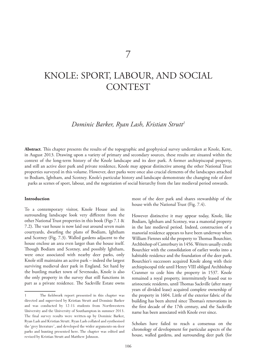 Knole: Sport, Labour, and Social Contest