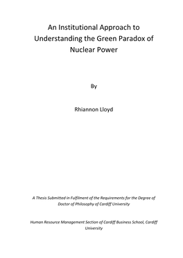 An Institutional Approach to Understanding the Green Paradox of Nuclear Power