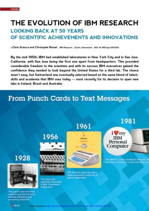 The Evolution of Ibm Research Looking Back at 50 Years of Scientific Achievements and Innovations