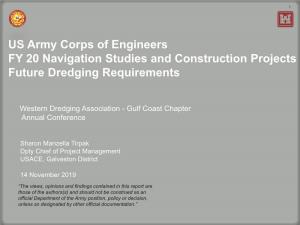 US Army Corps of Engineers FY 20 Navigation Studies and Construction Projects Future Dredging Requirements