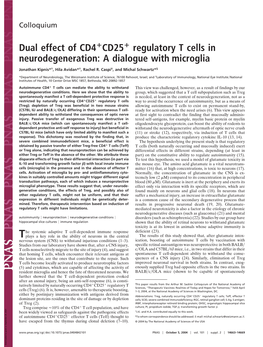 Dual Effect of CD4 CD25 Regulatory T Cells in Neurodegeneration: a Dialogue with Microglia