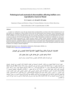 Pathological and Anatomical Abnormalities Affecting Buffalo Cows Reproductive Tracts in Mosul
