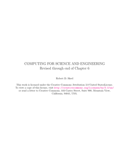 COMPUTING for SCIENCE and ENGINEERING Revised Through End of Chapter 6