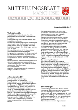 Mitteilungsblatt Markt Irsee - Dezember 2016 - Nr