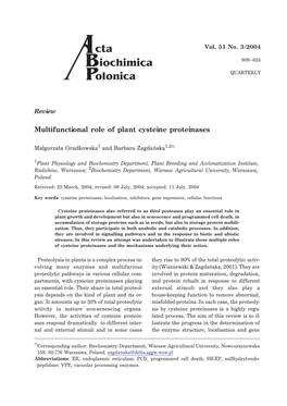 Multifunctional Role of Plant Cysteine Proteinases