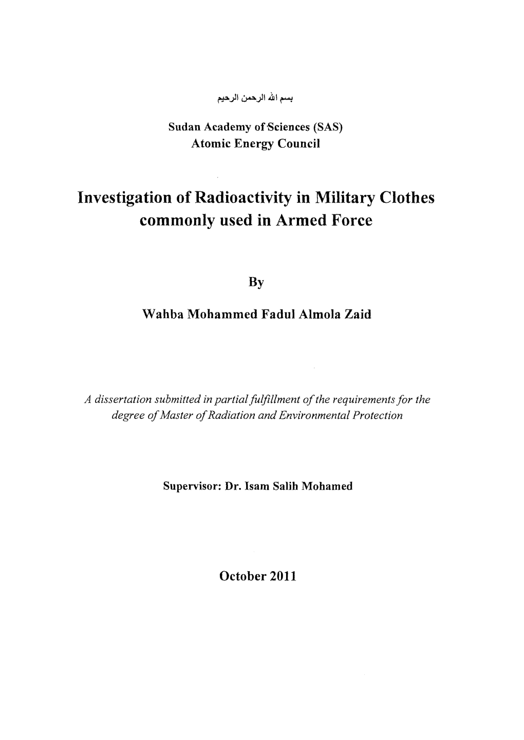 Investigation of Radioactivity in Military Clothes Commonly Used in Armed Force