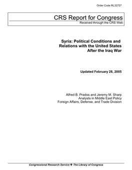Syria: Political Conditions and Relations with the United States After the Iraq War