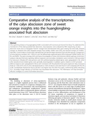 Comparative Analysis of the Transcriptomes of the Calyx