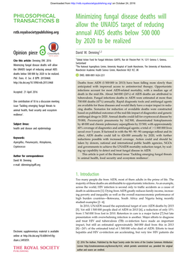 Minimizing Fungal Disease Deaths Will Allow the UNAIDS Target of Reducing Rstb.Royalsocietypublishing.Org Annual AIDS Deaths Below 500 000 by 2020 to Be Realized