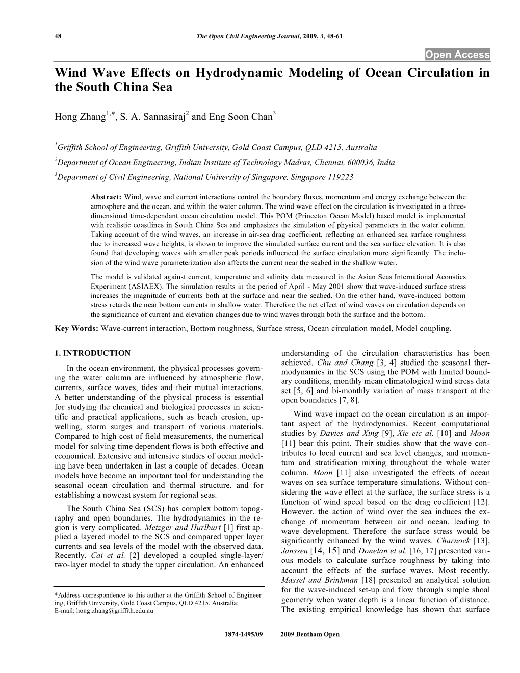 Wind Wave Effects on Hydrodynamic Modeling of Ocean Circulation in the South China Sea