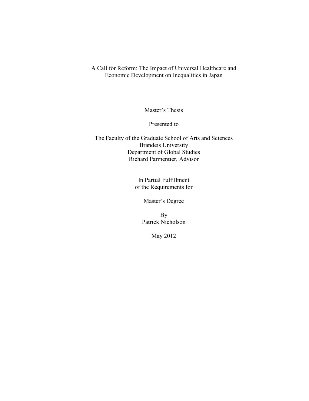 A Call for Reform: the Impact of Universal Healthcare and Economic Development on Inequalities in Japan