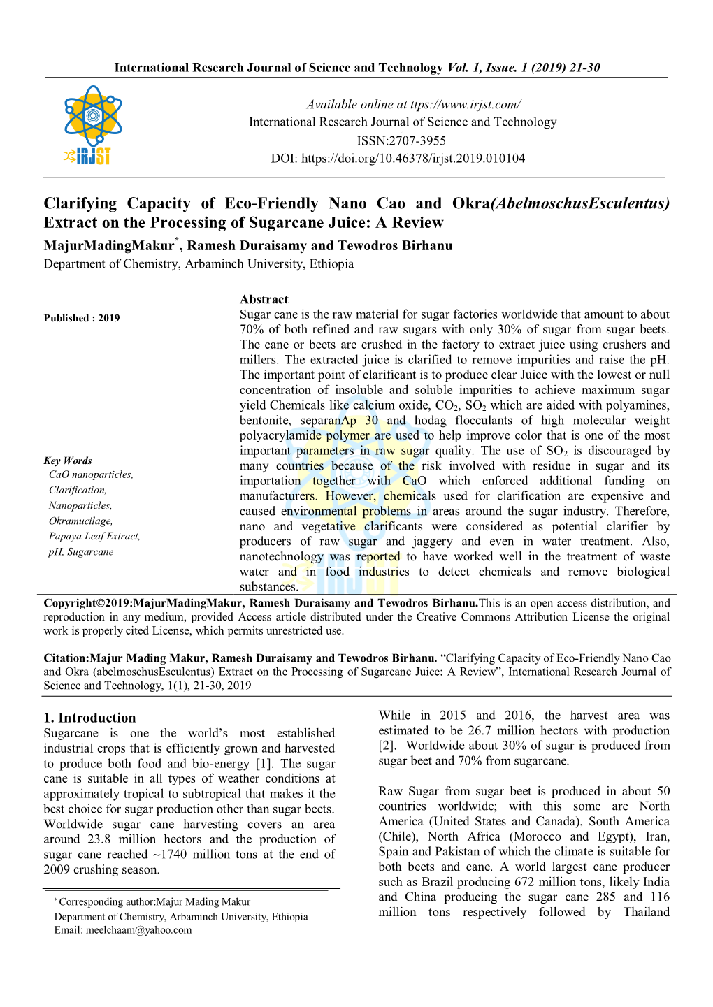 Extract on the Processing of Sugarcane Juice: a Review