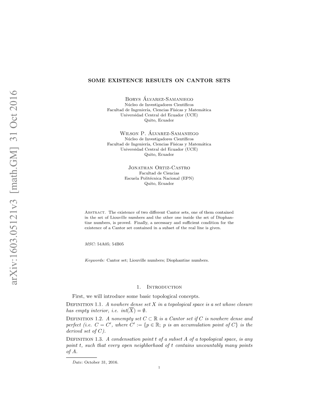 Arxiv:1603.05121V3 [Math.GM] 31 Oct 2016 Definition of Set Derived Efc (I.E