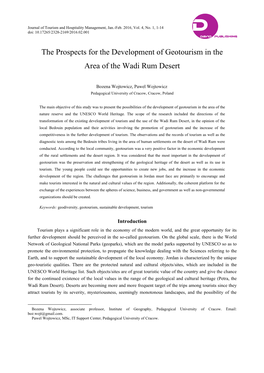 The Prospects for the Development of Geotourism in the Area of the Wadi Rum Desert