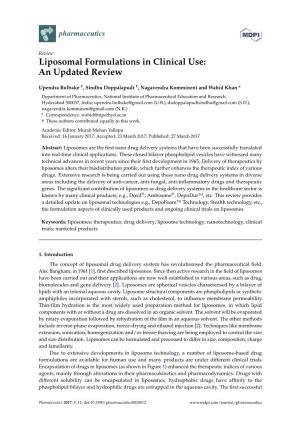 Liposomal Formulations in Clinical Use: an Updated Review